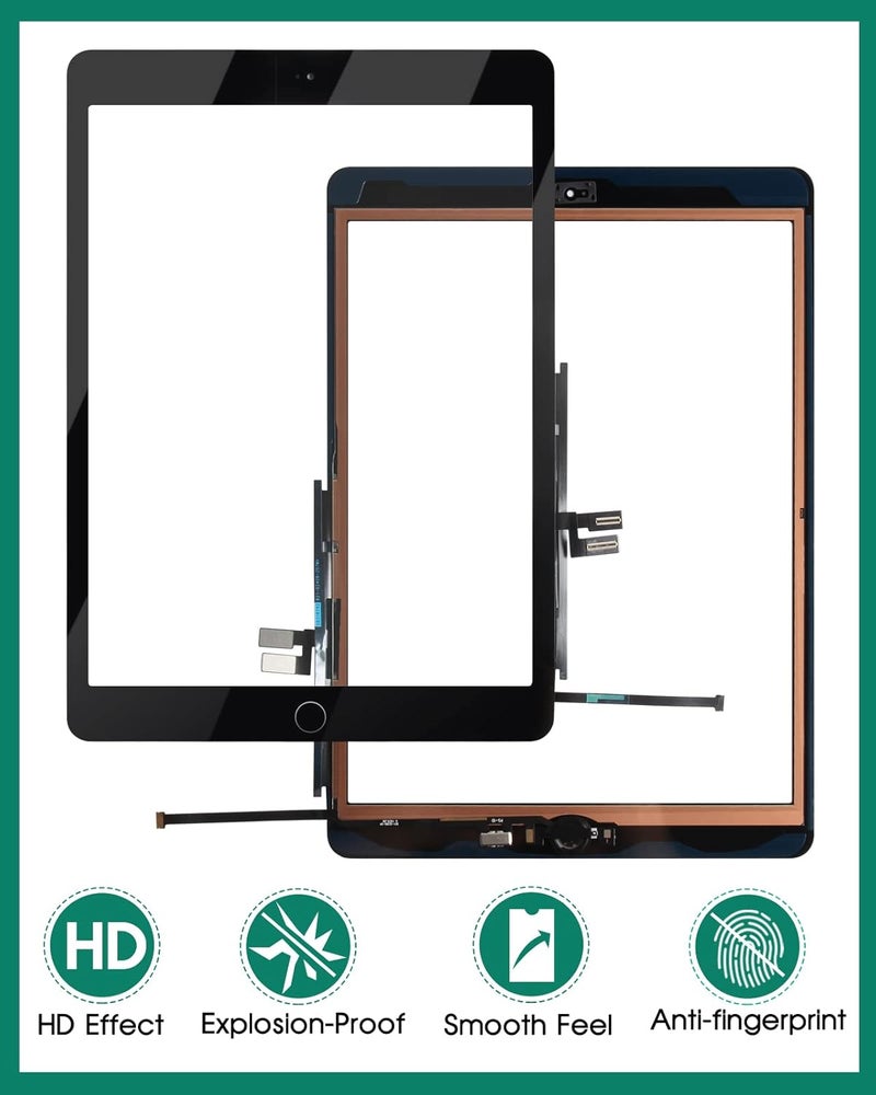 SRJTEK for iPad 9th Gen Generation Touch Screen for iPad 9 A2602 Screen Replacement for iPad 10.2 2021 Digitizer A2603 A2604 A2605 Glass Sensor Panel (with Home Button) (Black) - Image 3